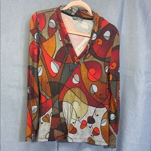 DOLCEZZA Colorful Abstract Long Sleeve Top